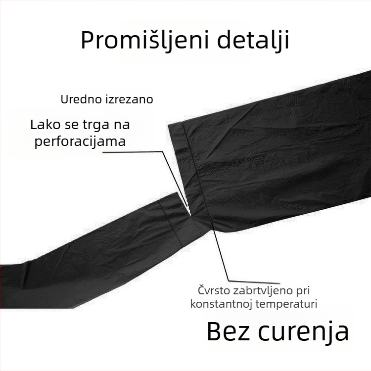 Prsluk stil jednokratne vrećice za otpad, 45×60 cm, crne, debele, za kućnu kuhinju.