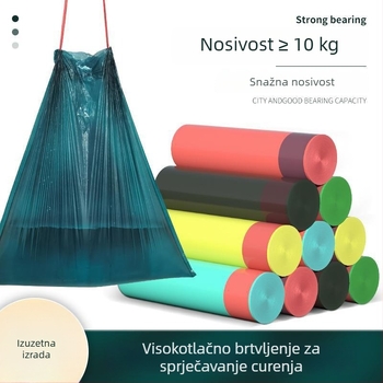 Kese za smeće sa šnom, automatsko zatvaranje, ekstra velike, debele plastične vrećice, veličina 45x50 cm, rola 15 komada