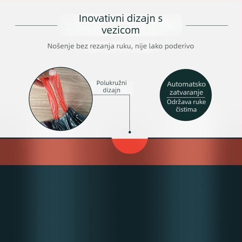 Kese za smeće sa šnom, automatsko zatvaranje, ekstra velike, debele plastične vrećice, veličina 45x50 cm, rola 15 komada