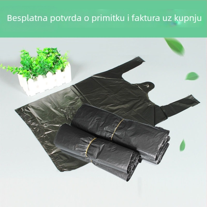 Zadebljane velike crne jednokratne vreće za otpad, crne plastične vreće, pogodne za bolnice i upravljanje nekretninama, paket od 100 komada