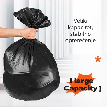Velika crna vreća za smeće, s ravnim otvorom i debelim materijalom, jednokratna upotreba, za kuhinju
