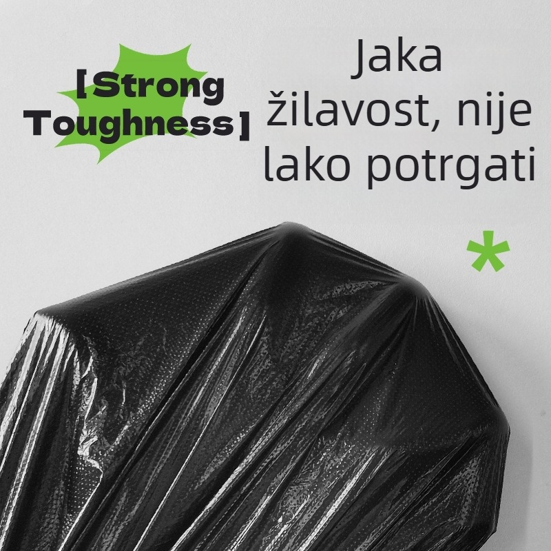 Velika crna vreća za smeće, s ravnim otvorom i debelim materijalom, jednokratna upotreba, za kuhinju