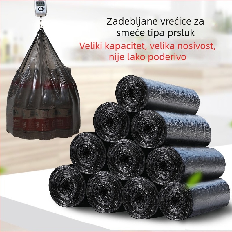 Vrećice za otpad u vestnom stilu, ručno nošene, 45×60 cm, crne, debele, kućna uporaba