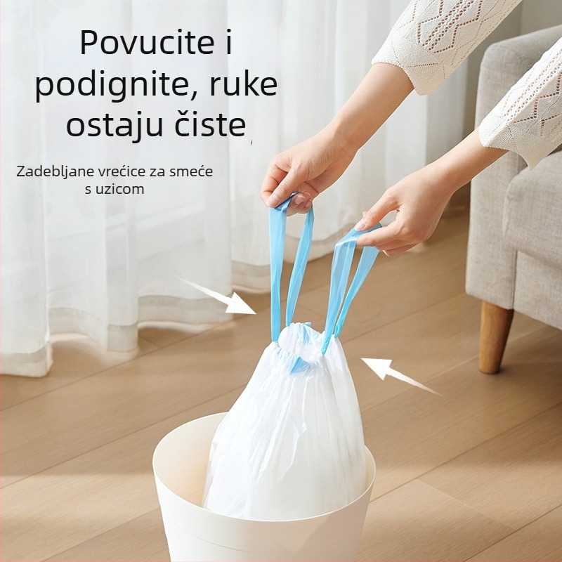 Debeli vrećice za smeće sa vrpcom, za kućnu upotrebu – velike plastične vrećice za kuhinju i kupaonicu