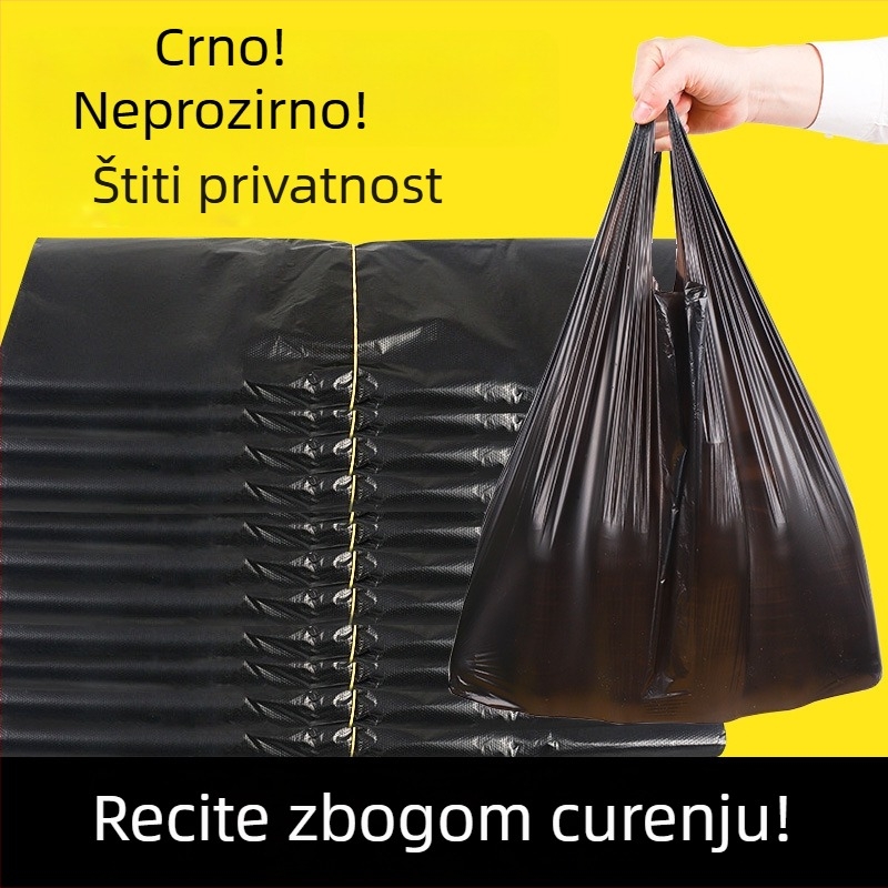 Kućna vrećica za otpad deblja, srednje veličine, crna, stil prsluka, velika kapaciteta, plastična vrećica za kuhinju