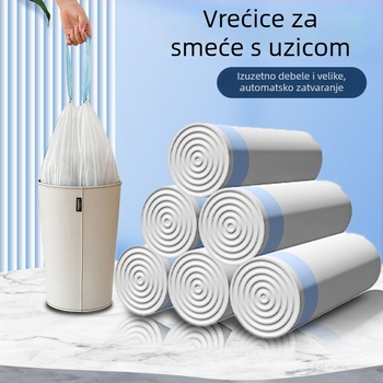Kese za smeće sa šnuralom, ekstra velike i debele, s ručkama, velikog formata, za kuhinju, kupaonicu, dom učenika, automatsko zatvaranje