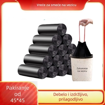 Debeli vrećice za smeće sa vezicom, crne, velike 45×50 cm, za dom i kuhinju