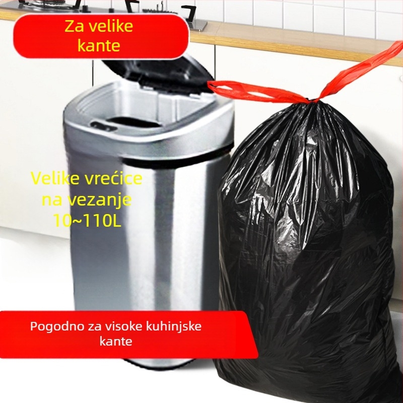 Torbe za otpad sa šnurnom za kuhinjsku košaru, debele, s ručkama, automatsko zatvaranje, izdržljive