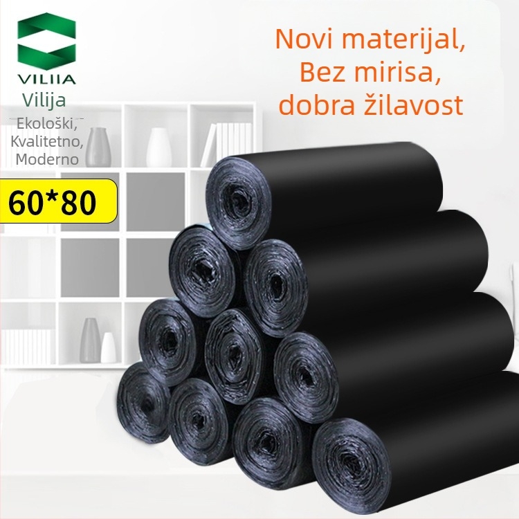 Weiliya Crne debele velike vreće za smeće, veličina 60×80 cm, rola, PE materijal, za kuhinju i hotele