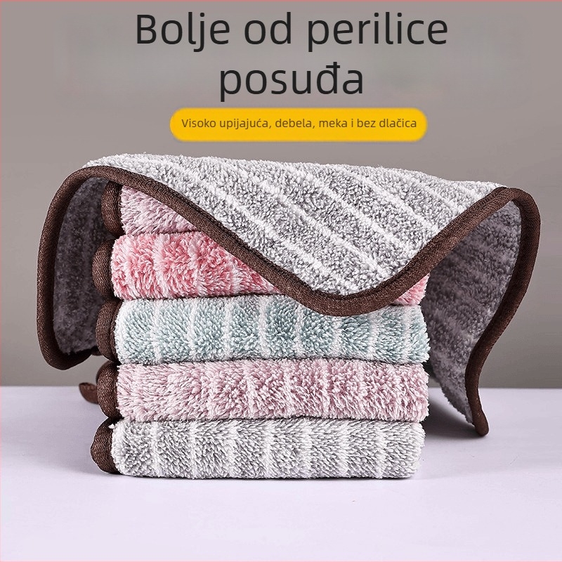 Gusta krpa od mikrovlakana za posuđe, s prugastim uzorkom, bez dlačica, izuzetno upijajuća i pogodna za čišćenje kuhinje