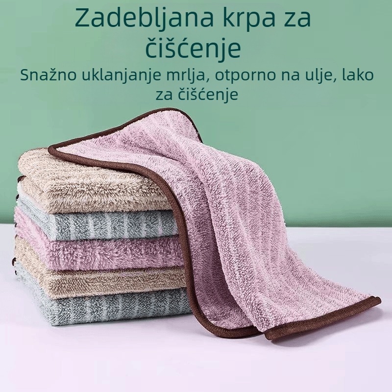 Gusta krpa od mikrovlakana za posuđe, s prugastim uzorkom, bez dlačica, izuzetno upijajuća i pogodna za čišćenje kuhinje