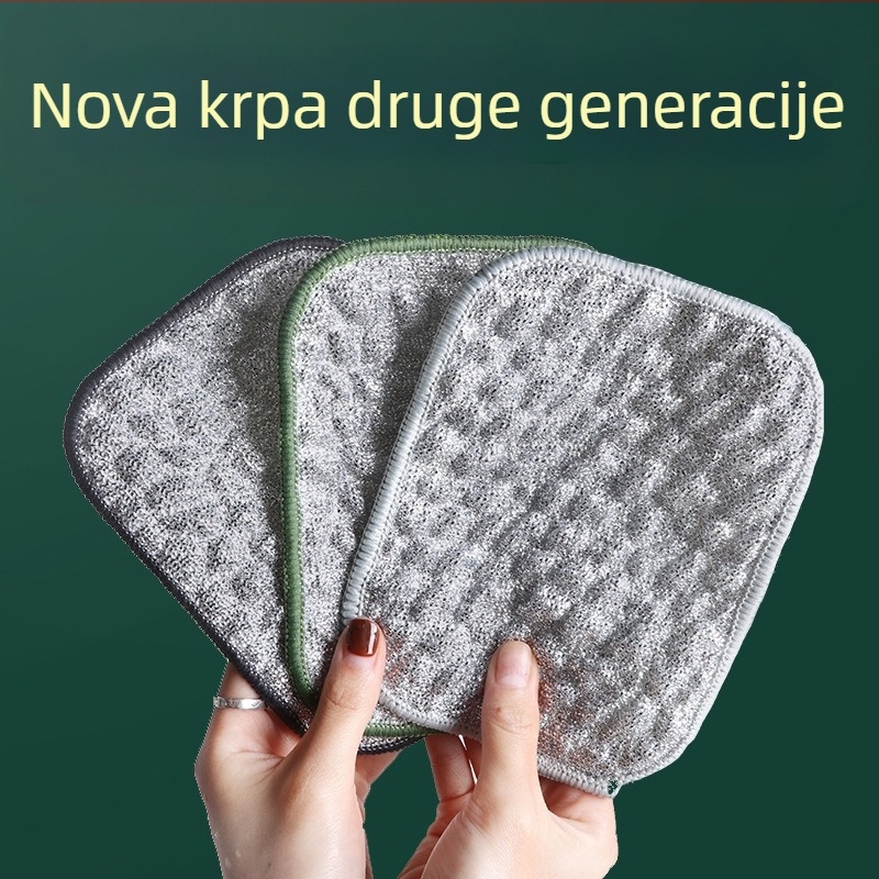 Spužva za suđe s posrebrenom žicom, dvostruko čišćenje, debeli čelični vlak za posuđe