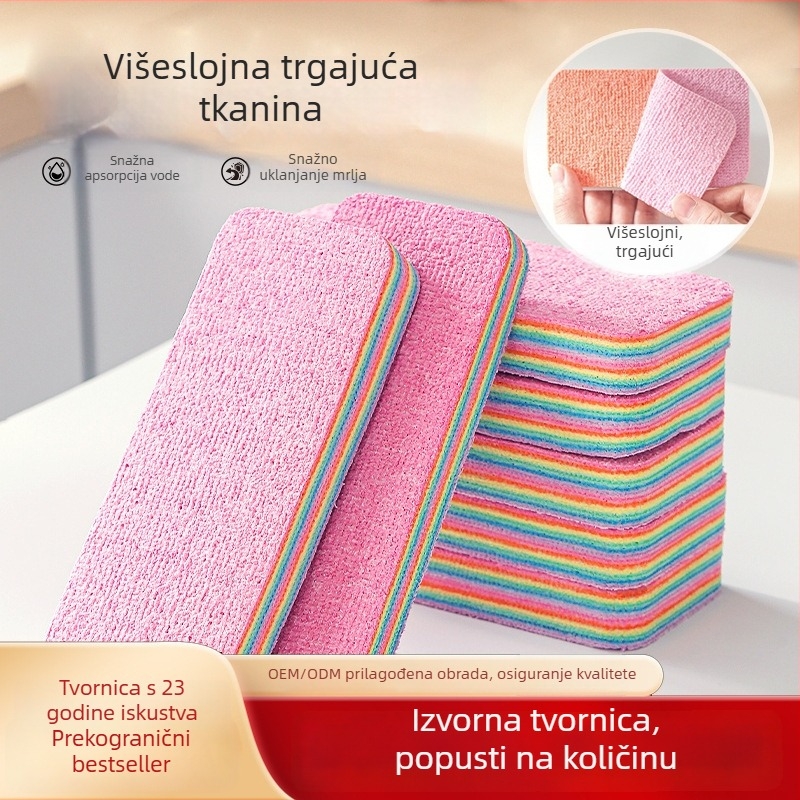 PVA rainbow krpa za čišćenje, višeslojna, lako se rastrga, otporna na ulje, visoko upijajuća, za višestruke primjene