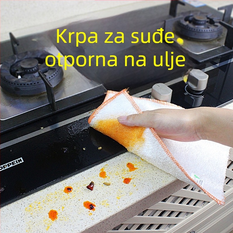 Krpa za suđe od vlakana bambusa, otporna na masnoće i uklanja ulje, kuhinjska krpa za posude i zdjele