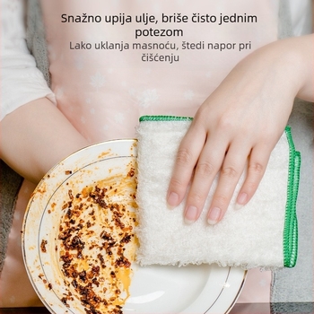 Krpa za suđe od bambusovih vlakana, kuhinjska, upija, bez dlačica, dvostruko korištenje za suho i mokro čišćenje