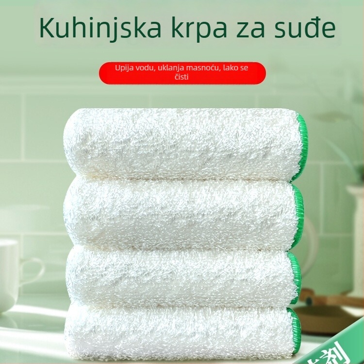 Krpa za suđe od bambusovih vlakana, kuhinjska, upija, bez dlačica, dvostruko korištenje za suho i mokro čišćenje