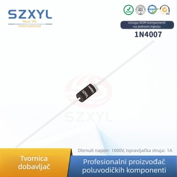 1N4007 ispravljačka dioda, DO-41 paket, 2 pinova, 1000 V, 1 A