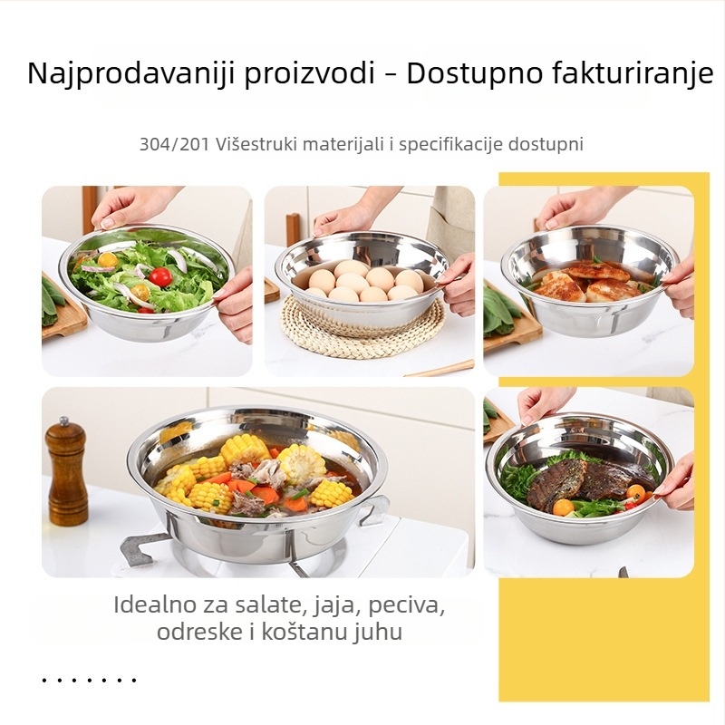 ARKIE 304 Nehrđajućeg čelika jušna zdjela – kućna i kuhinjska upotreba, male zdjele za kućne ljubimce, komercijalna upotreba, promjer 12–28 cm