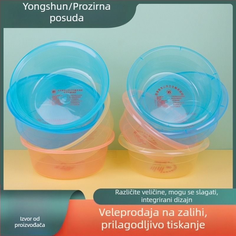 Okrugli prozirni plastični bazen za kućnu upotrebu, veliki ojačan bazen za pranje lica, kose i stopala