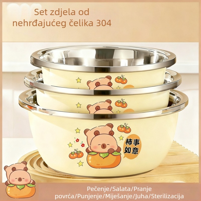 Posuda od nehrđajućeg čelika 304, kuhinjska zdjela debela za juhu, mućenje jaja, pranje povrća i začina