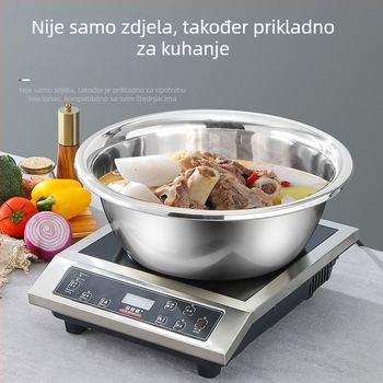 Velika posuda od nehrđajućeg čelika, prehrambene kvalitete, ojačana, za pranje povrća i miješenje tijesta, kućna kuhinja