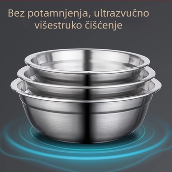Petodjelni set od 304 nehrđajućeg čelika za kuhinju, debeli, višefunkcionalni – uključuje zdjelu za juhu, zdjelu za pranje, posudu za začine i okrugli tanjur.