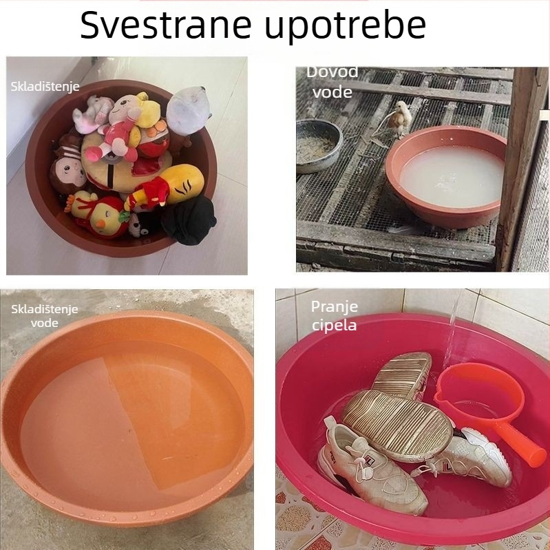 Velika plastična posuda crvene boje, debeli zidovi, za kućnu upotrebu – pranje, kupanje i pranje rublja