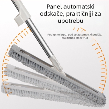 Chenille ravni mop za kućanstvo, ručka od nehrđajućeg čelika, debeli upijajući ubrus, suho i mokro dvostruko korištenje, bez pranja