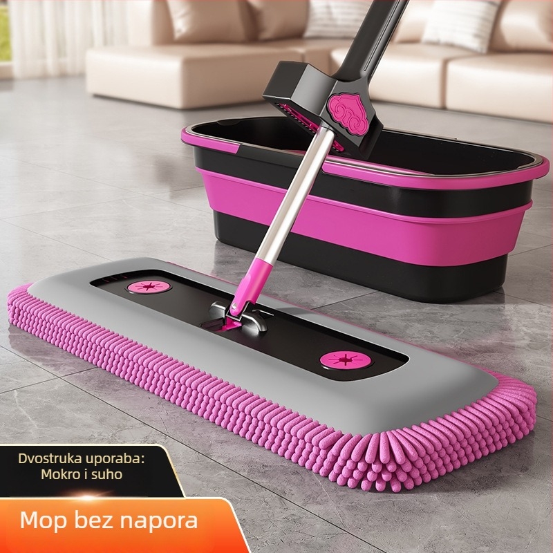 Ljubičasti chenille ravni mop, bez potrebe dodirivanja rukama, za kućnu upotrebu, model 2025