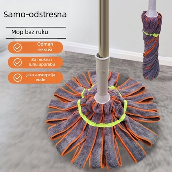 Mop sa samostonim sušenjem i rubom vodonepropusnim, Coral fleece tkanina u stilu ručnika, za mokro i suho čišćenje, okretni