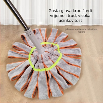 Mop sa samostonim sušenjem i rubom vodonepropusnim, Coral fleece tkanina u stilu ručnika, za mokro i suho čišćenje, okretni