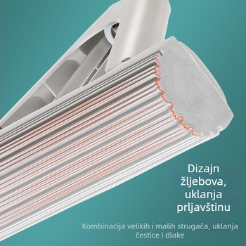 Mop od spužve s apsorbirajućom glavom od gume i pamuka, šipka od nehrđajućeg čelika, sklopivi sustav za ocjeđivanje, teleskopska duljina 130 cm, kućno čišćenje