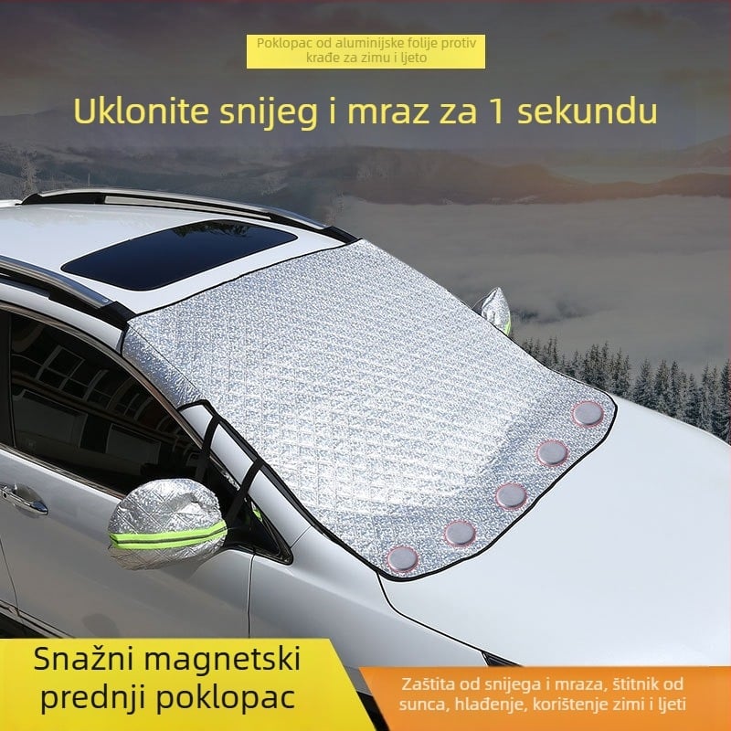 Auto zaštita od sunca za prednje staklo s aluminijskom folijom, magnetsko pričvršćivanje, termalna izolacija i zavjesa