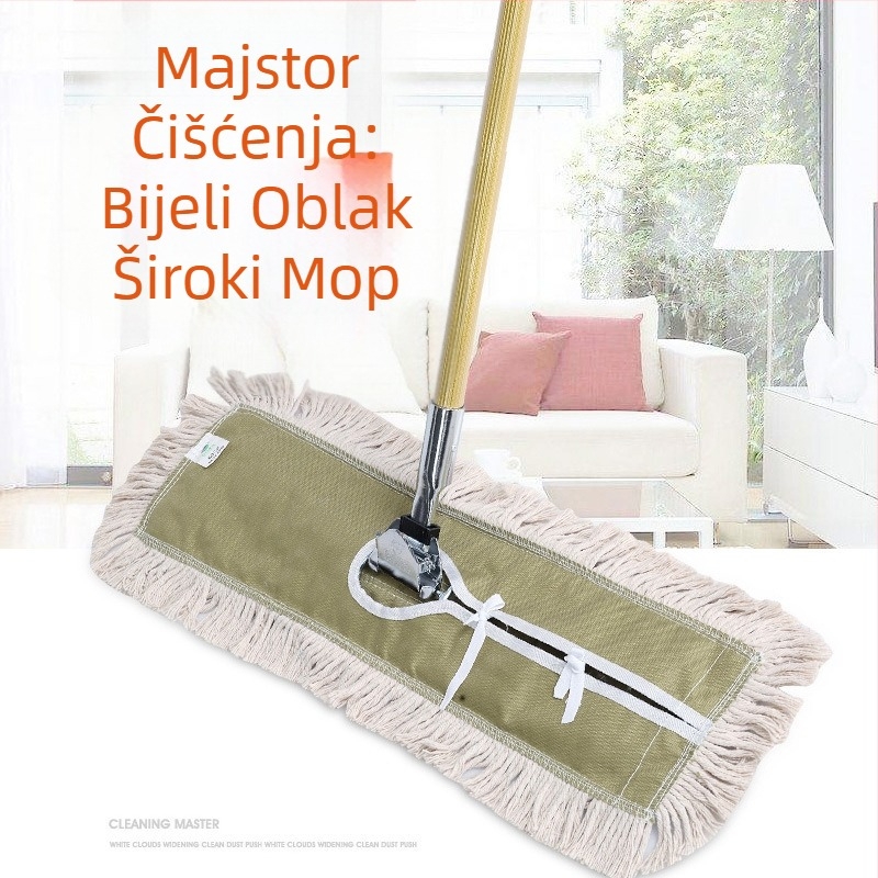 BAIYUN CLEANING White Cloud Luxusni plosnati mop s zamjenjivom krpom, drška 60 cm, glava 40 cm, produžni dio 90 cm