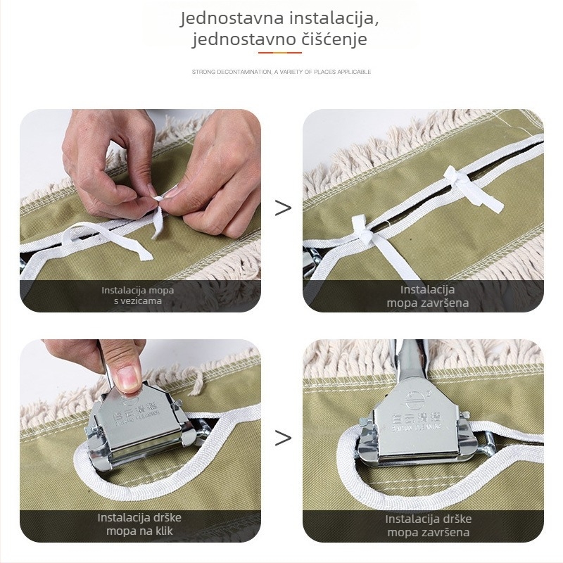 BAIYUN CLEANING White Cloud Luxusni plosnati mop s zamjenjivom krpom, drška 60 cm, glava 40 cm, produžni dio 90 cm