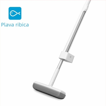 Blue Fish 180° gumeno-pamučni mop, 34 cm, dvostruka pamučna glava na željeznoj šipki, snažna apsorpcija, valjkasti mehanizam za stiskanje u kupaonici