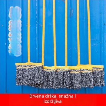Mop od pamukovog vlakna, tradicionalan, upijajući, s okruglom glavom i drvenom drškom, velike veličine