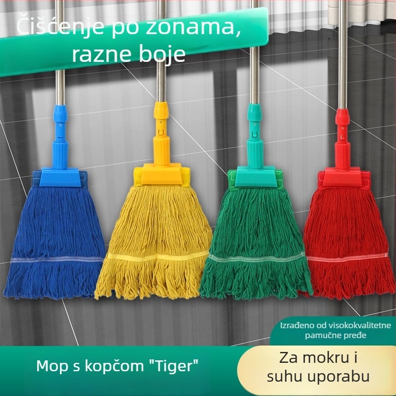 Klip mop s odvojivom glavom od guste pamučne niti, nehrđajući čelični držač, šareni završni sloj za bolničko čišćenje