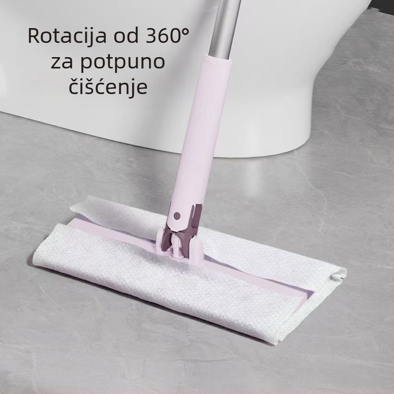 Mop s krpom za lice, automatsko hvatanje i oslobađanje, bez ručnog stiskanja, suho i mokro dvostruko korištenje, plosnati mop za kućnu upotrebu