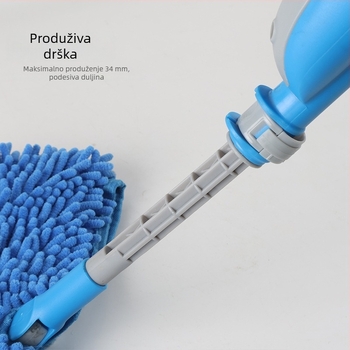 Ploški mop za kućnu upotrebu s mikrovlaknom, dvostruko suho/mokro, 360° okretna glava, produživi aluminijski nastavak, upija vodu