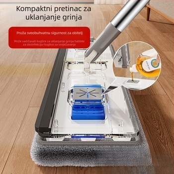Bez pranja – plosnati mop za kućnu upotrebu – dizajn bez pranja, dvostruki pogon, ultrafina vlakna, nehrđajući čelik drška