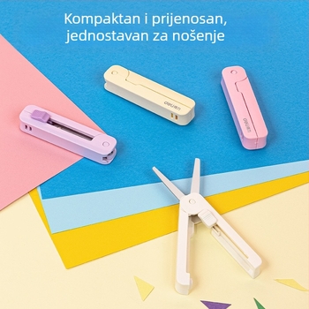 Deli 6072 Prijenosne škare s izvlačnim mehanizmom, kreativne, kompaktne za ured, školu i dom