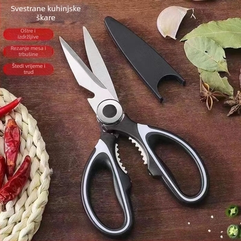Kuhinjske škarice od nehrđajućeg čelika, višenamjenske, za kosti i hranu, oštar vrh, snažno rezanje