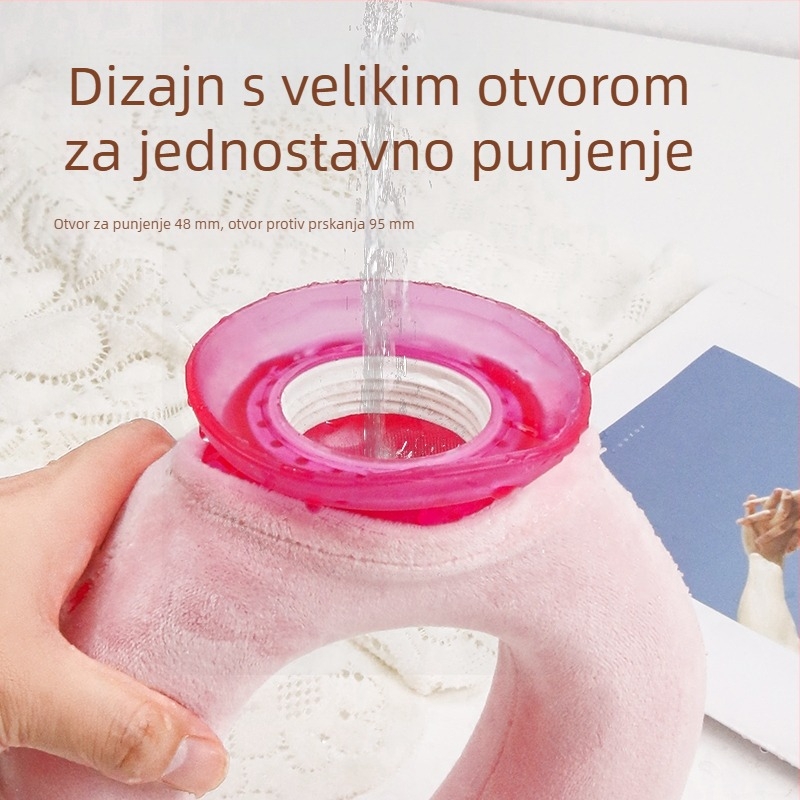 U-oblik boca za toplu vodu s plišanim pokrovom, velika, za vrat i tijelo