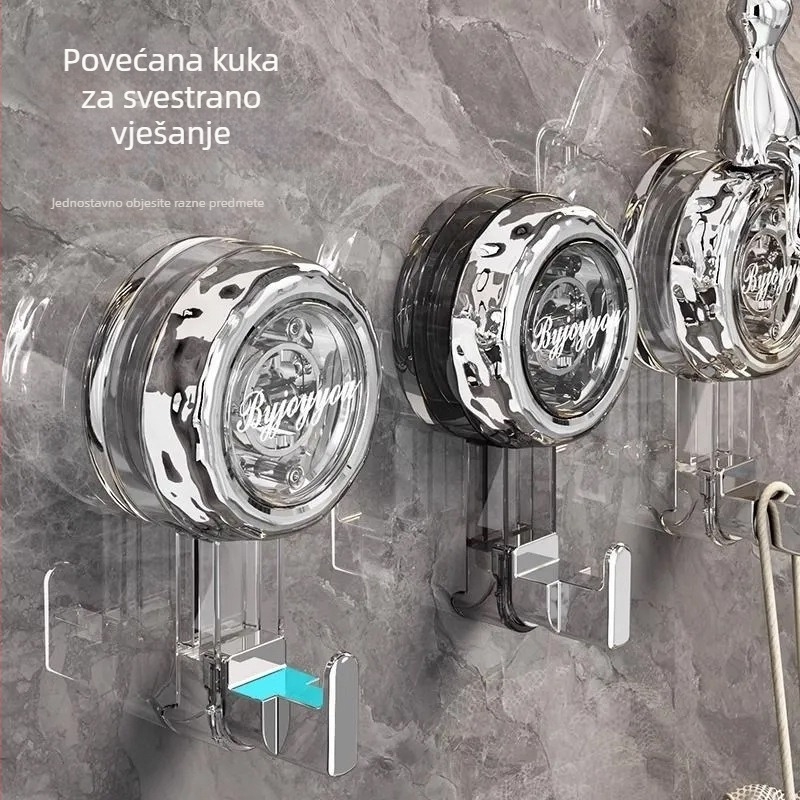 Okretni kuka s vakuumom, bez bušenja, nosivost 3-5 kg, za kuhinjska vrata i zid u kupaonici, vješalica za odjeću