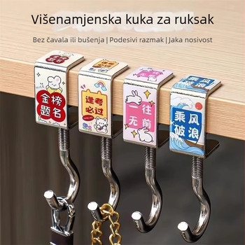 Kuka za ruksak uz stol, sklopiva kuka, prijenosno skladište od nehrđajućeg čelika