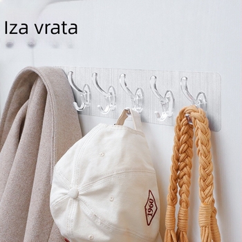 Bez bušenja: ljepiljne vješalice za kapute i šešire, šest redova, zidne, vodootporne za kuhinju i kupaonicu
