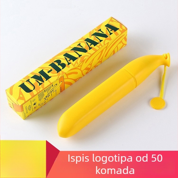 Dječji kišobran u obliku banane, trostruko sklopivi, s tiskanim logom