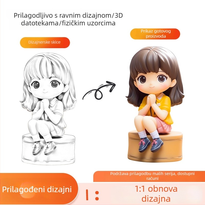 Prilagođena PU smolna figurica – 3D slatka maskota