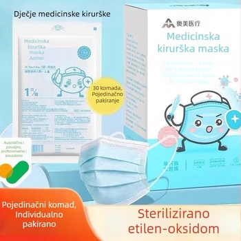 Ogilvy Dječja trostruka jednokratna medicinska maska, individualno pakirana, 30 komada